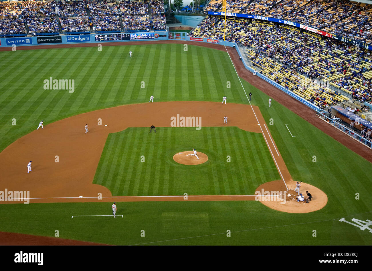Dodger Stadium Baseballspiel in Progress, Los Angeles, CA, USA Stockfoto
