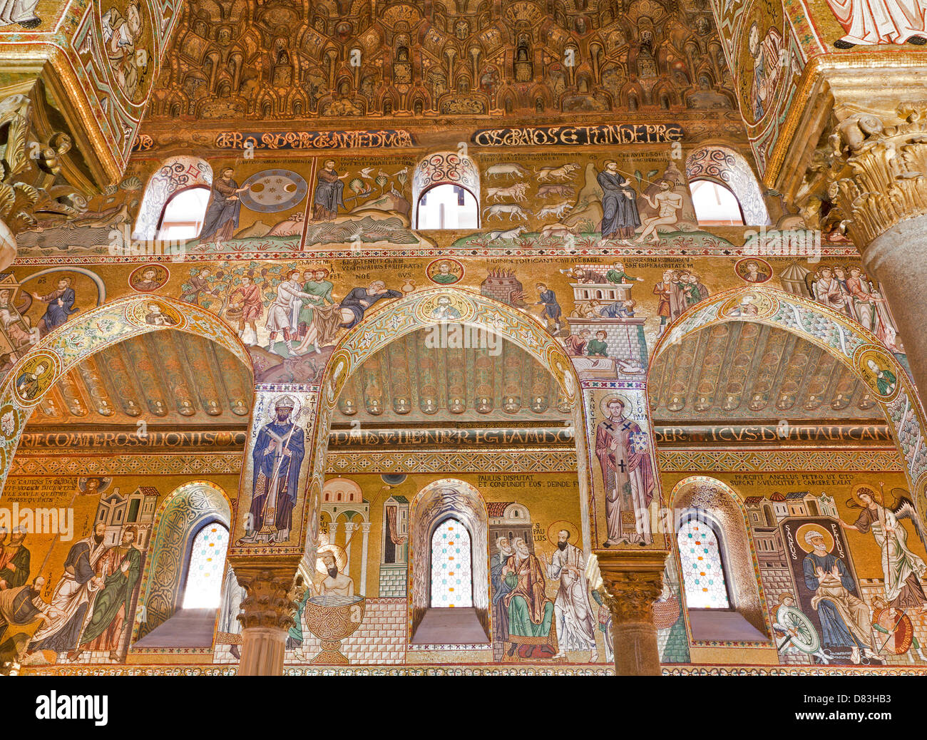 PALERMO - 8. APRIL: Mosaik im Kirchenschiff der Cappella Palatina - Cappella Palatina Stockfoto