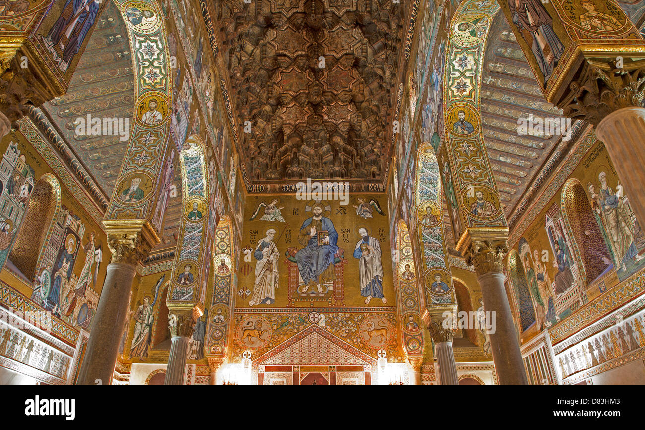 PALERMO - 8. APRIL: Mosaik der Cappella Palatina - pfälzischen Kapelle Stockfoto