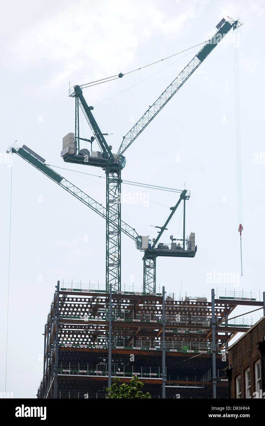 Gesamtansicht von einer Baustelle in Cardiff. Stockfoto