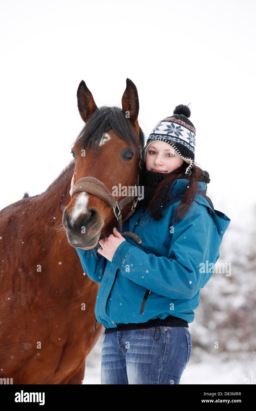 junge Frau mit Pferd Stockfoto