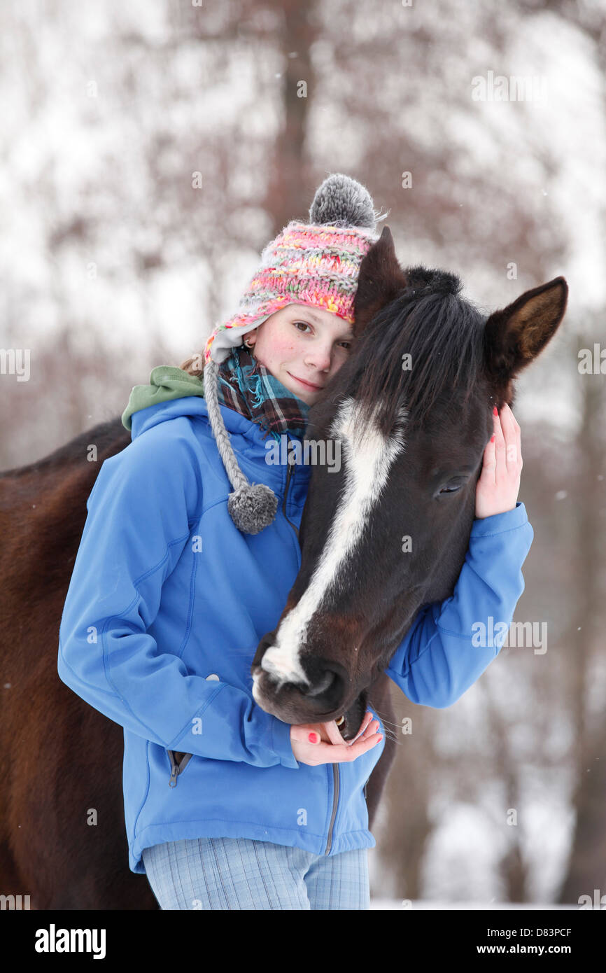 Mädchen mit pony Stockfoto