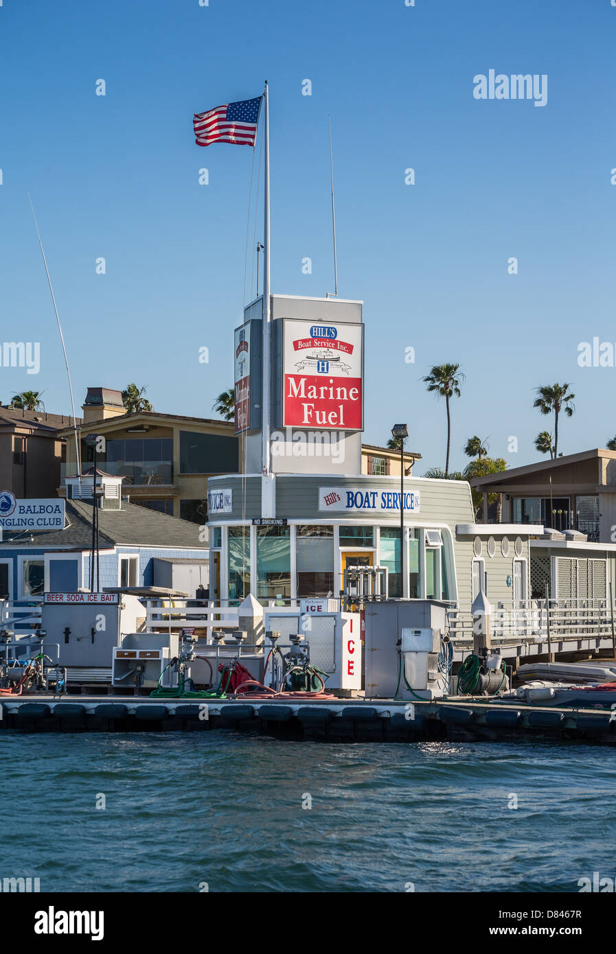 Marine Tankstelle in Newport Beach. Stockfoto