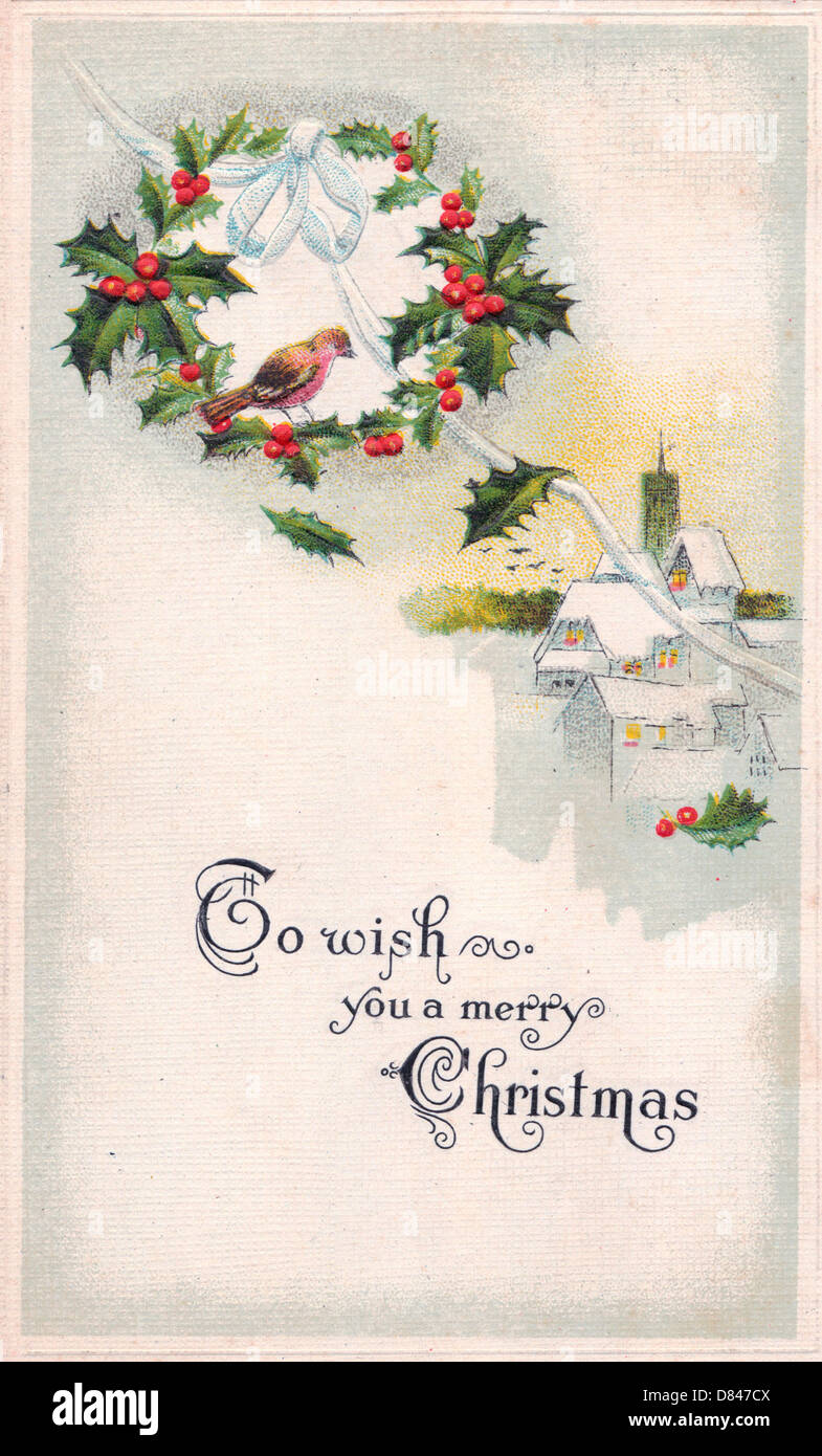 Wünscht Ihnen ein frohes Weihnachtsfest - Vintage Weihnachtskarte Stockfoto