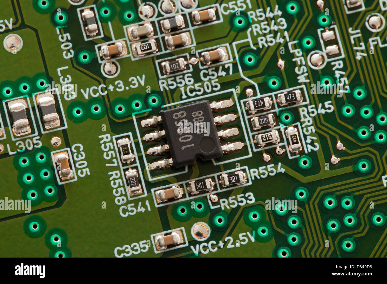 IC-Chip auf Platine Stockfoto