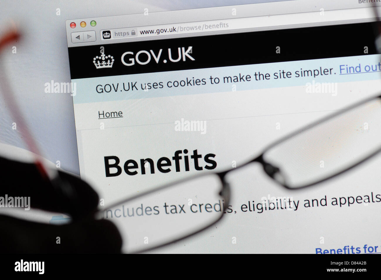 UK Vorteile Website gov.uk Stockfoto