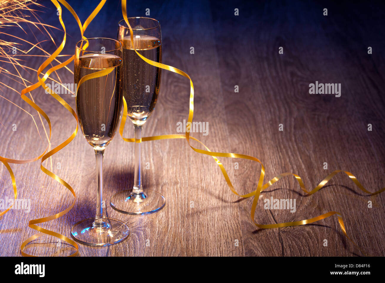 Paar Gläser Champagner Stockfoto