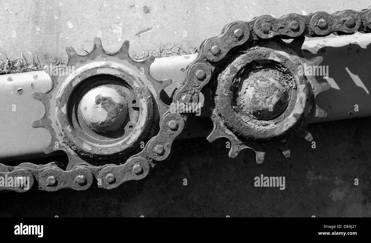 Zahn-Rad aus alten Mähdrescher Stockfoto