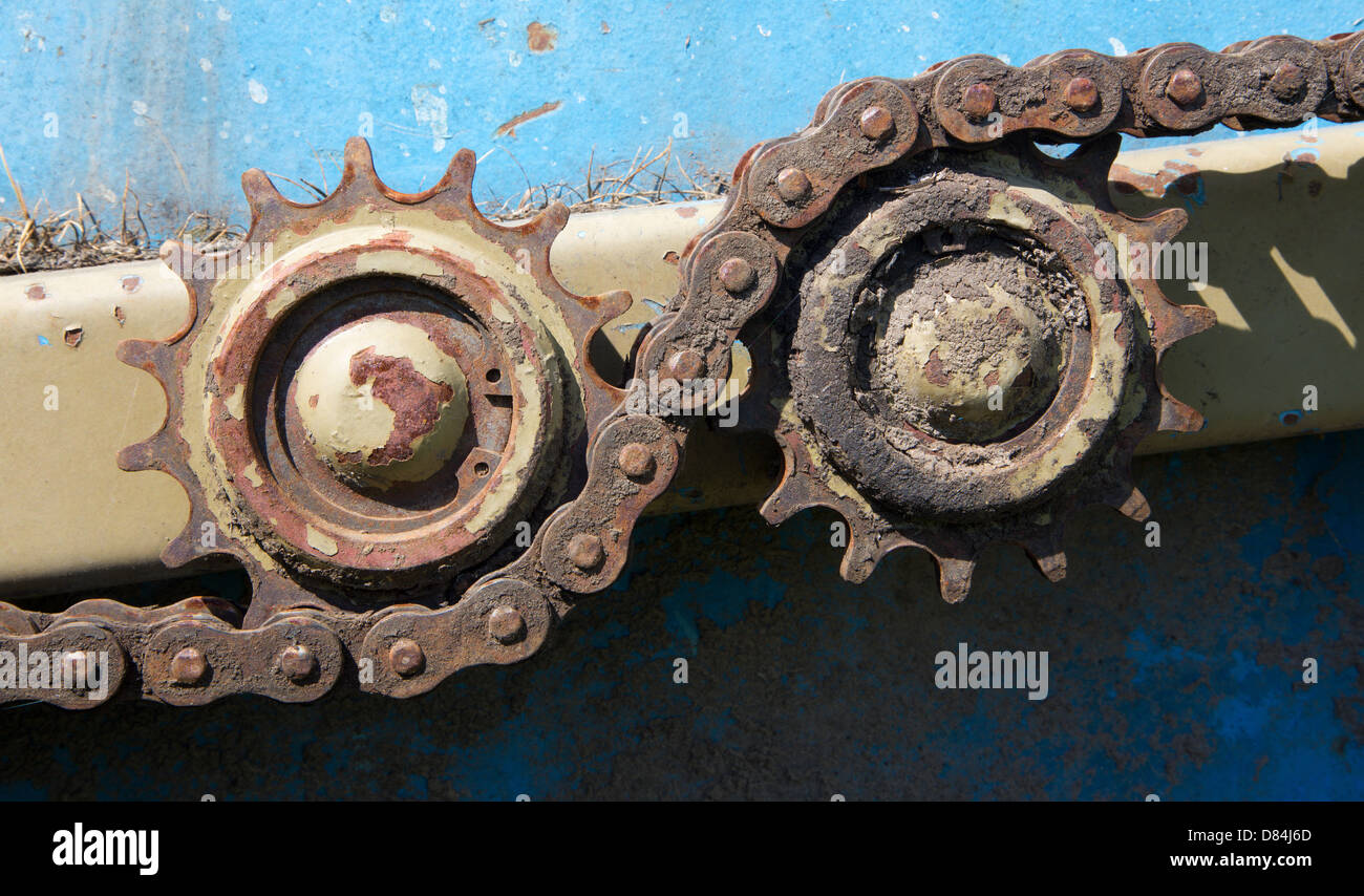 Zahn-Rad aus alten Mähdrescher Stockfoto