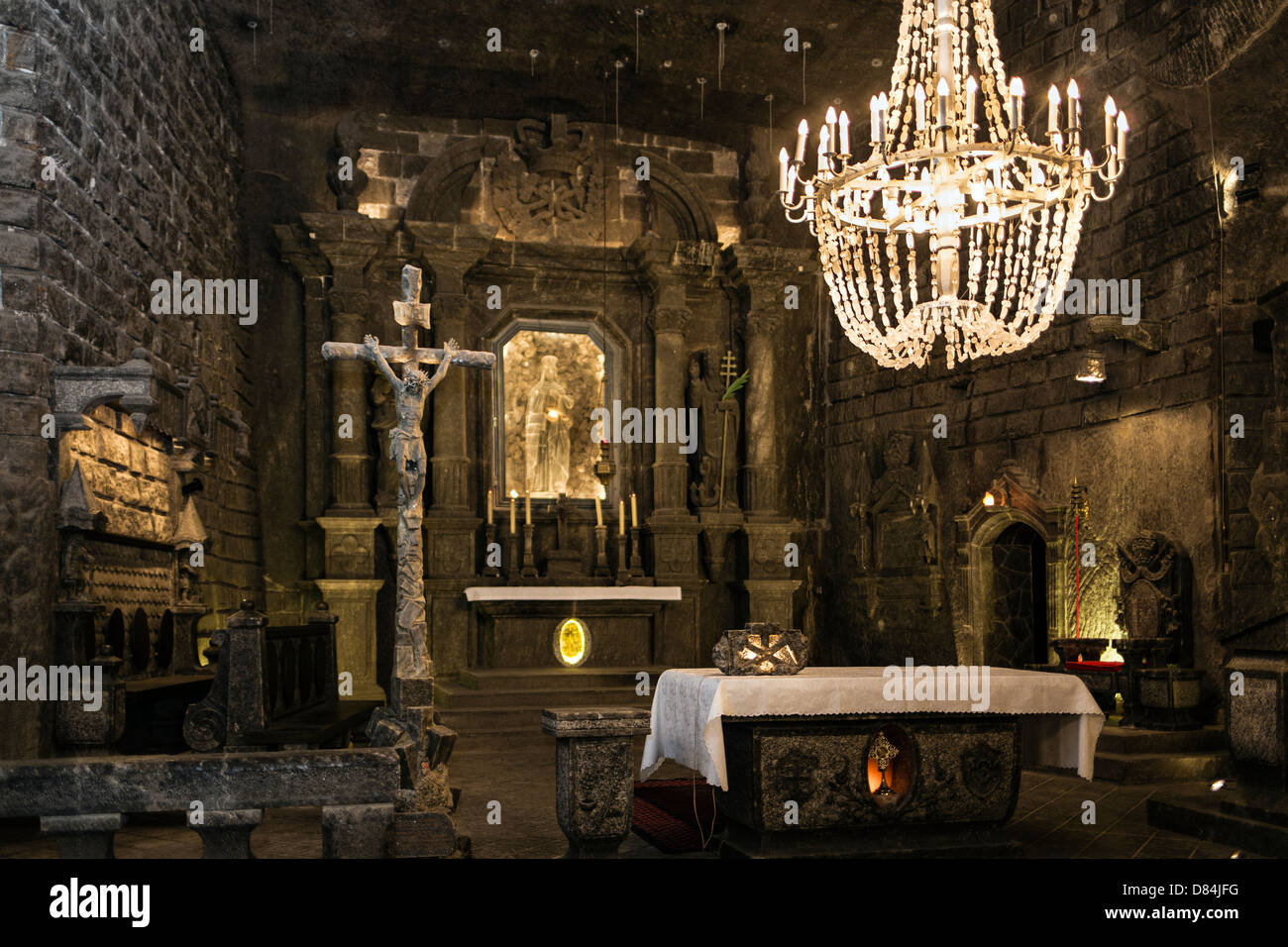 Kronleuchter in Wieliczka Salt Mine, Wieliczka, Krakau, Polen, Osteuropa, Europa Stockfoto