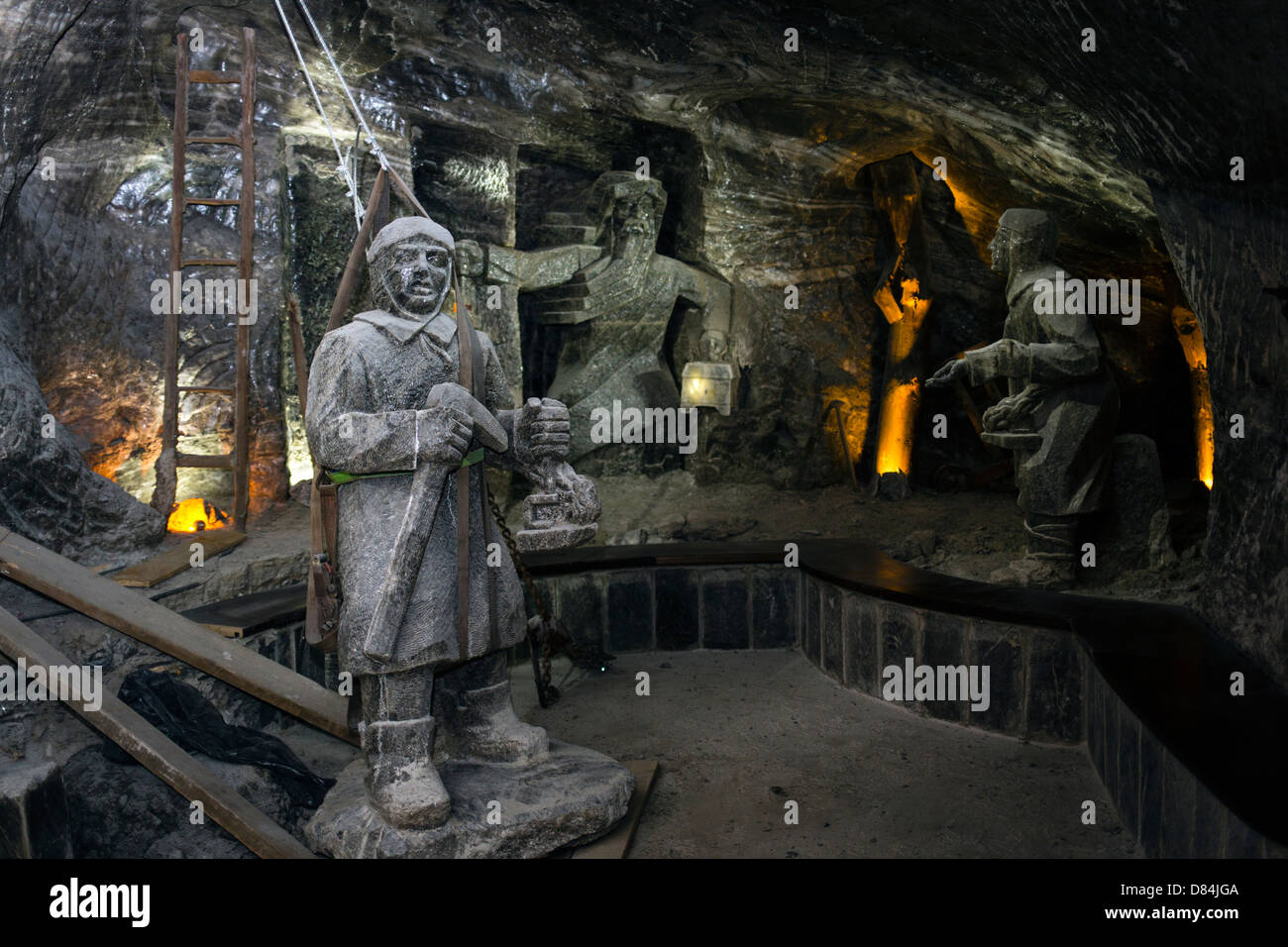 Geschnitzte Figuren im Salzbergwerk Wieliczka, Krakau, Polen, Osteuropa, Europa Stockfoto