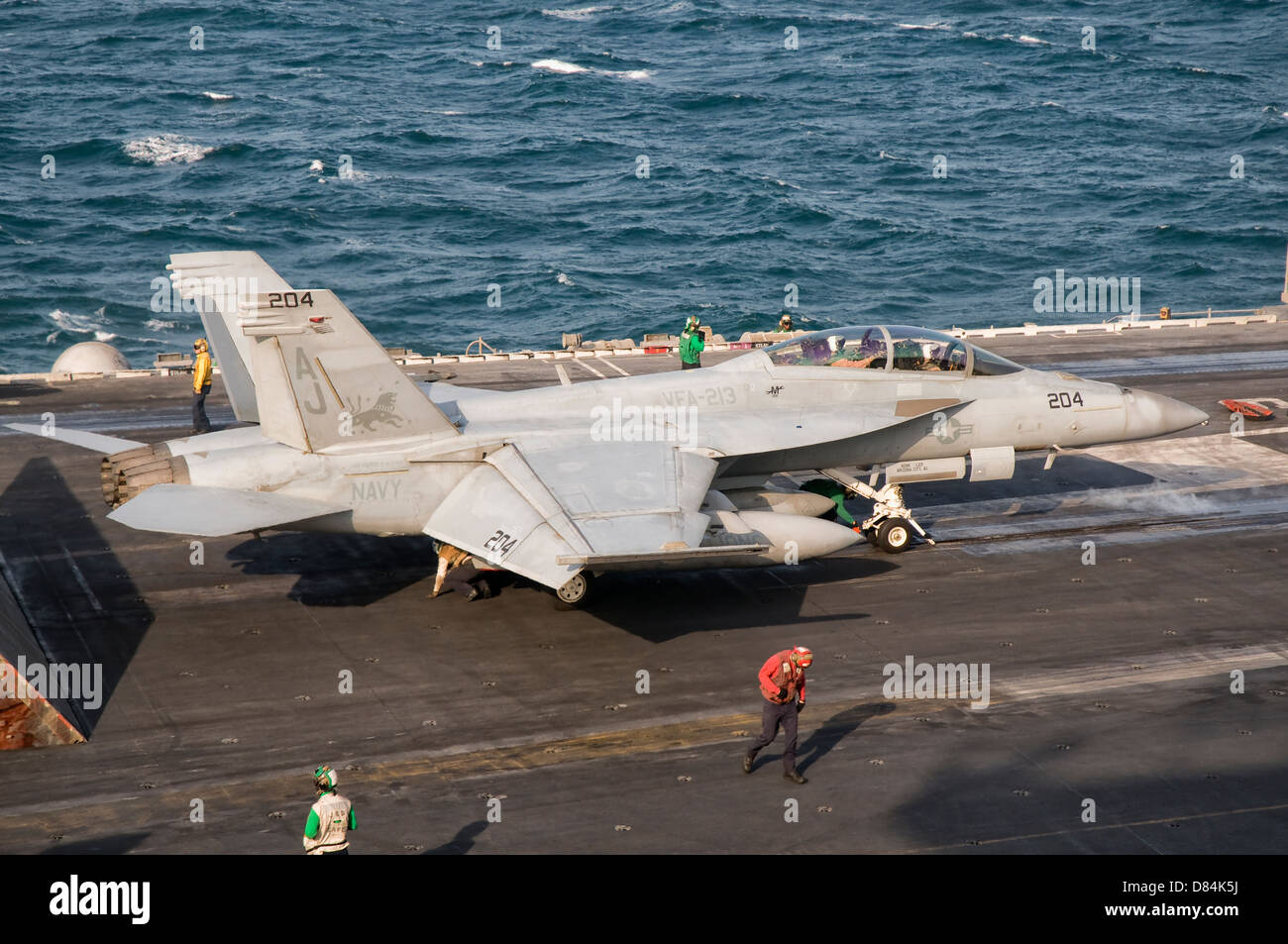 Persischen Golf, 31. Oktober 2011 - eine F/A-18F Super Hornet ist bereit für eine Mission in der Irakfrage. Stockfoto