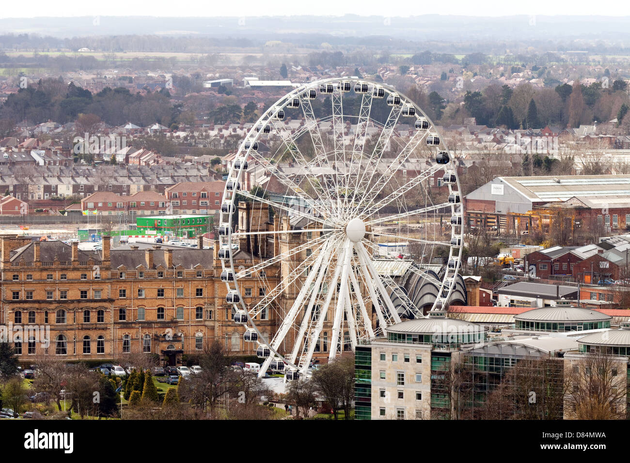 Wheel of York gesehen von der Spitze des York Minster Turm, York, Yorkshire UK Stockfoto