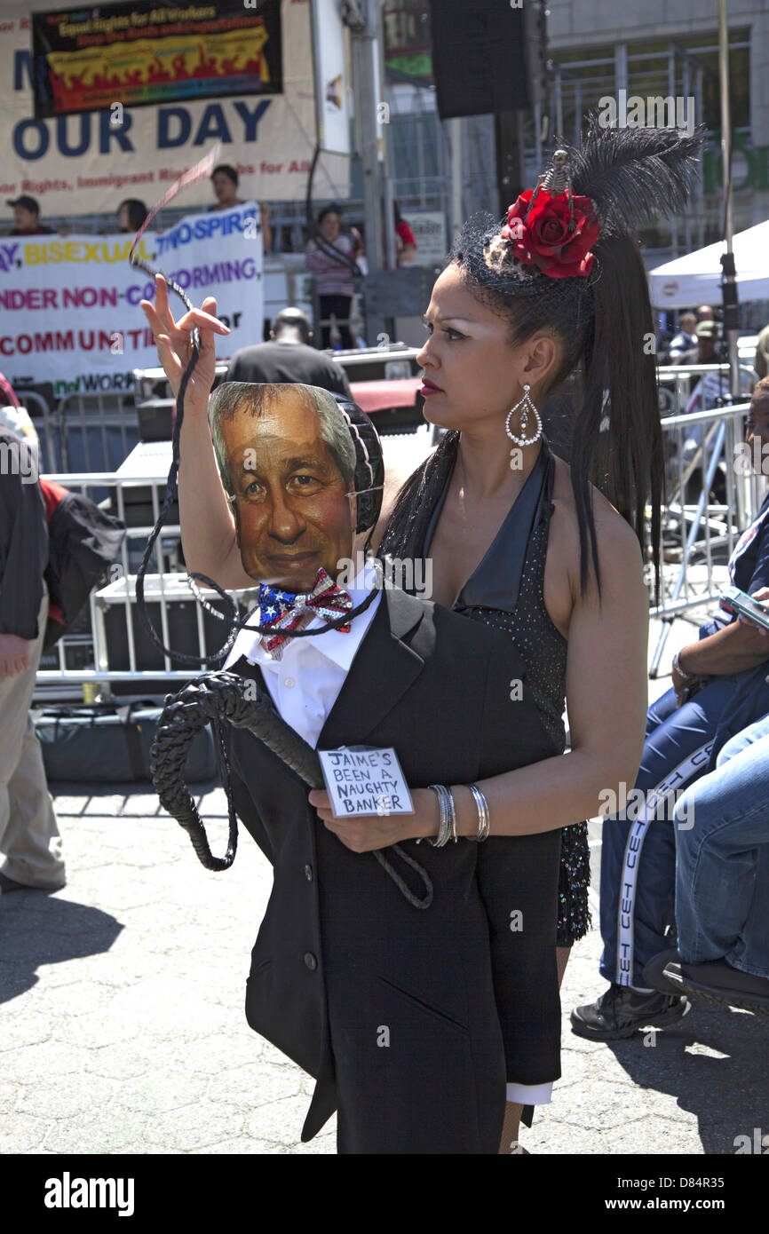 Internationale Arbeiter Tag Rallye am Union Square in New York City, Gewerkschaften, Arbeiter ohne Papiere regierungsfeindlichen Gruppen Stockfoto