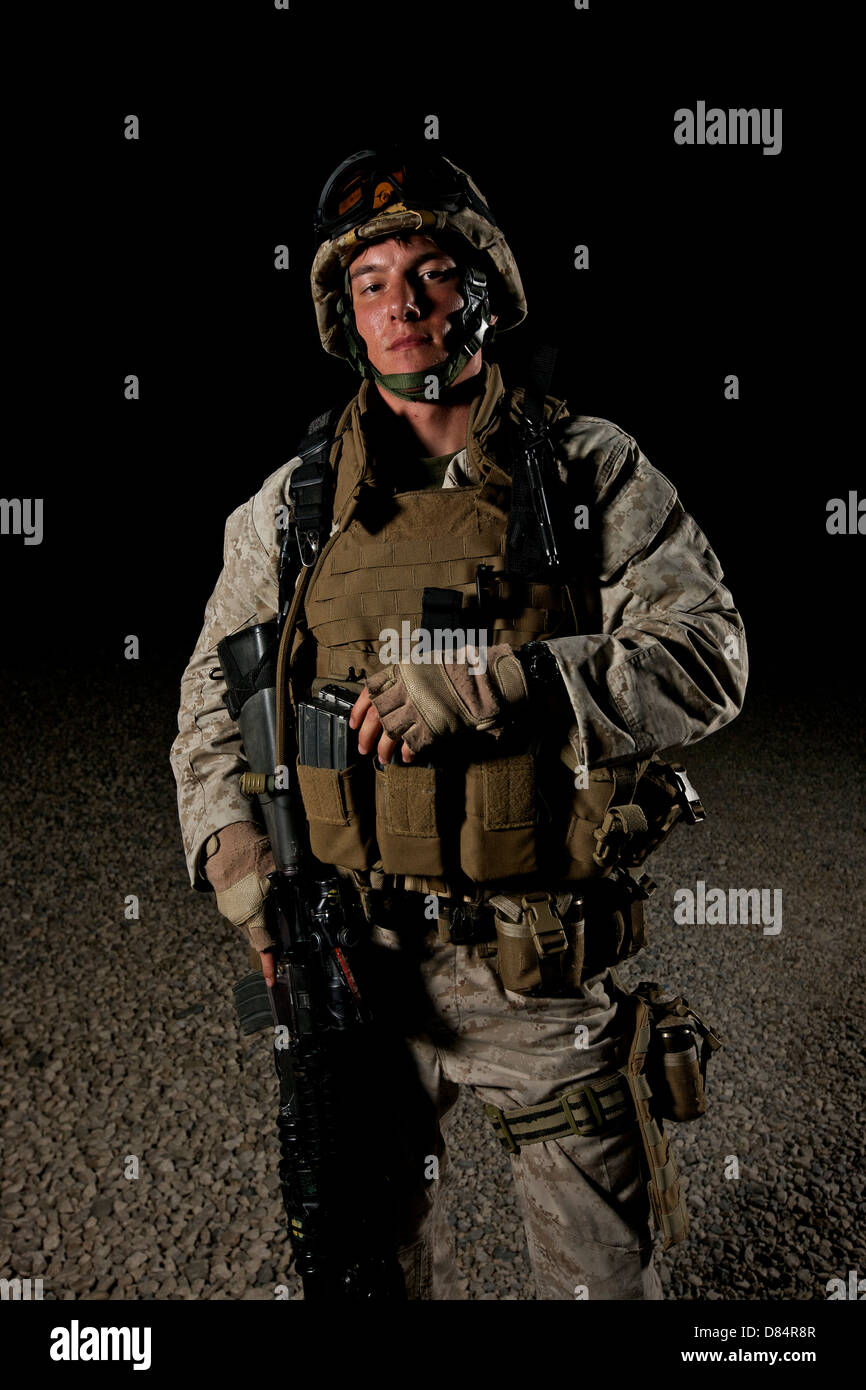 Porträt eines US-Marines in Afghanistan. Stockfoto
