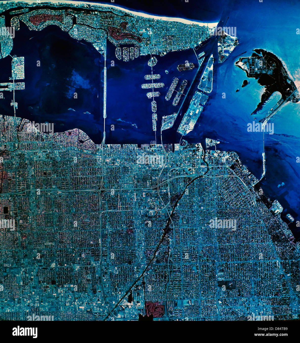 historische Infrarot-Luftaufnahme Miami, Florida, 1984 Stockfoto