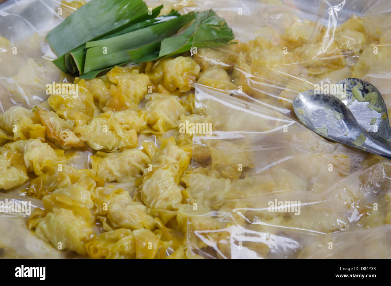 Chinesische Teigtaschen gefüllt mit Schweinefleisch und Zwiebeln. Dim-Sum Stockfoto