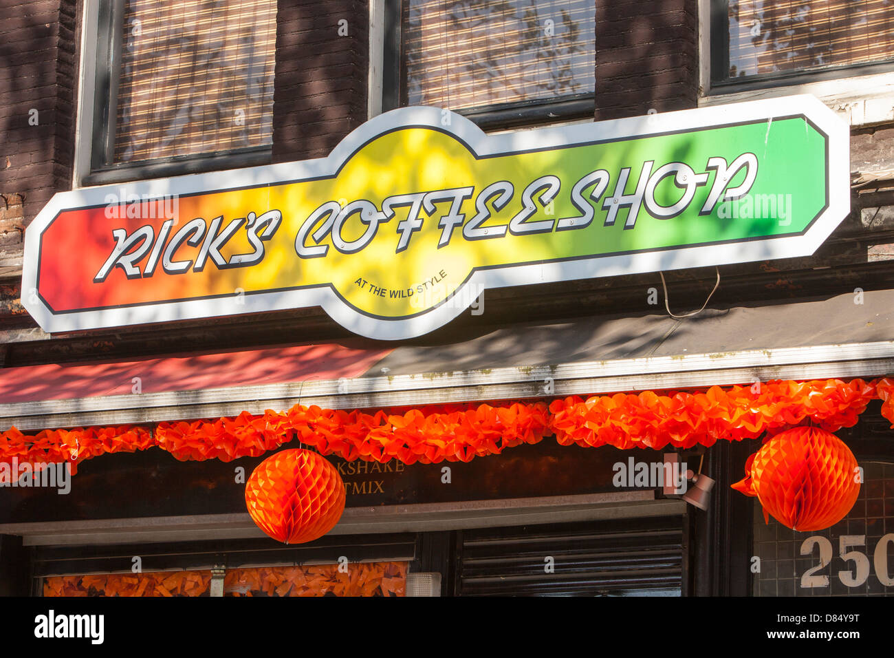 Ein Coffe Shop in Amsterdam, lizenziert, um Cannabis, Niederlande zu verkaufen, Stockfoto