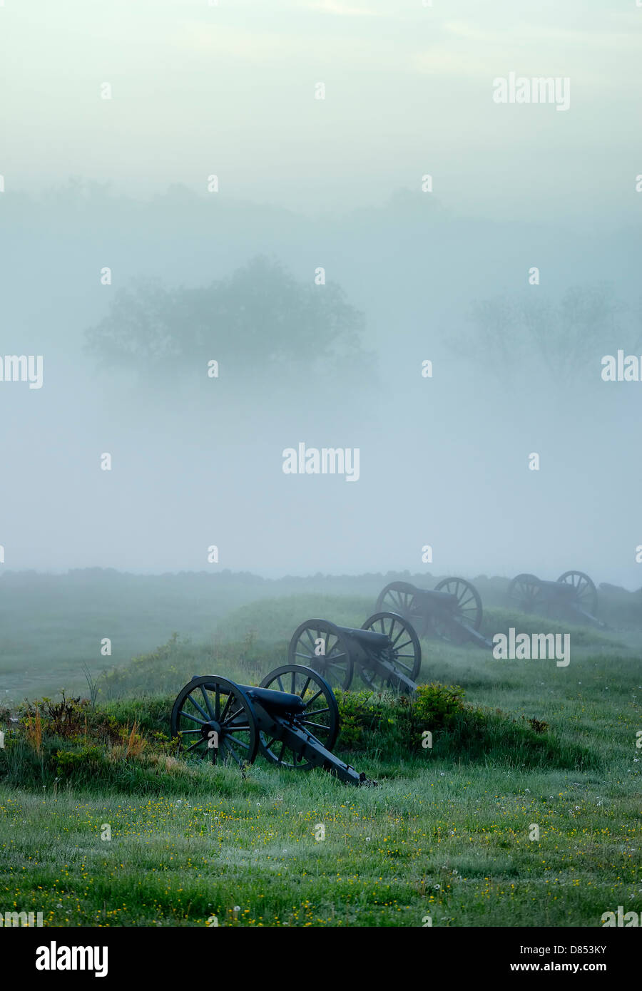 Kanonen auf Kirchhof-Hügel Schlachtfeld, Gettysburg National Military Park, Pennsylvania, USA Stockfoto