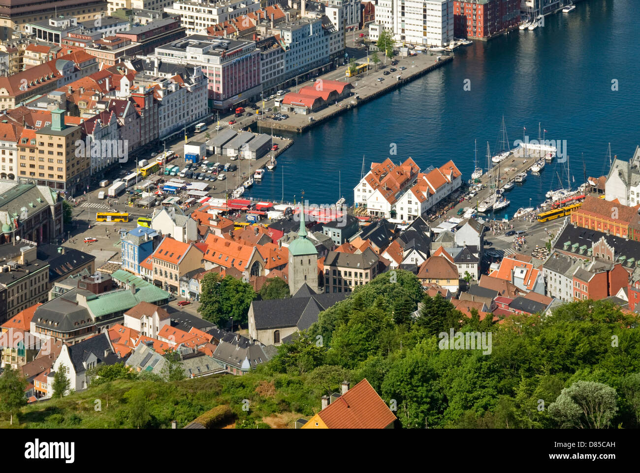 Innenhafen, Bergen von Mt Floyen, Norwegen Stockfoto
