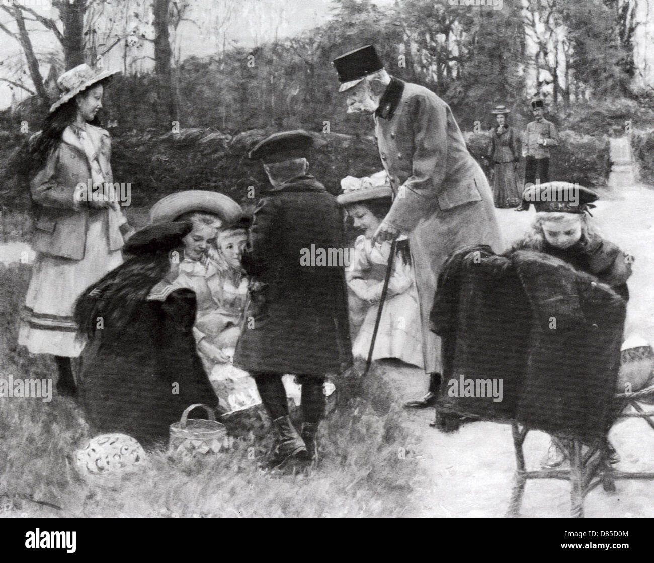 Kaiser FRANZ JOSEPH 1 von Österreich mit seinen Enkelkindern über 1912. Stockfoto