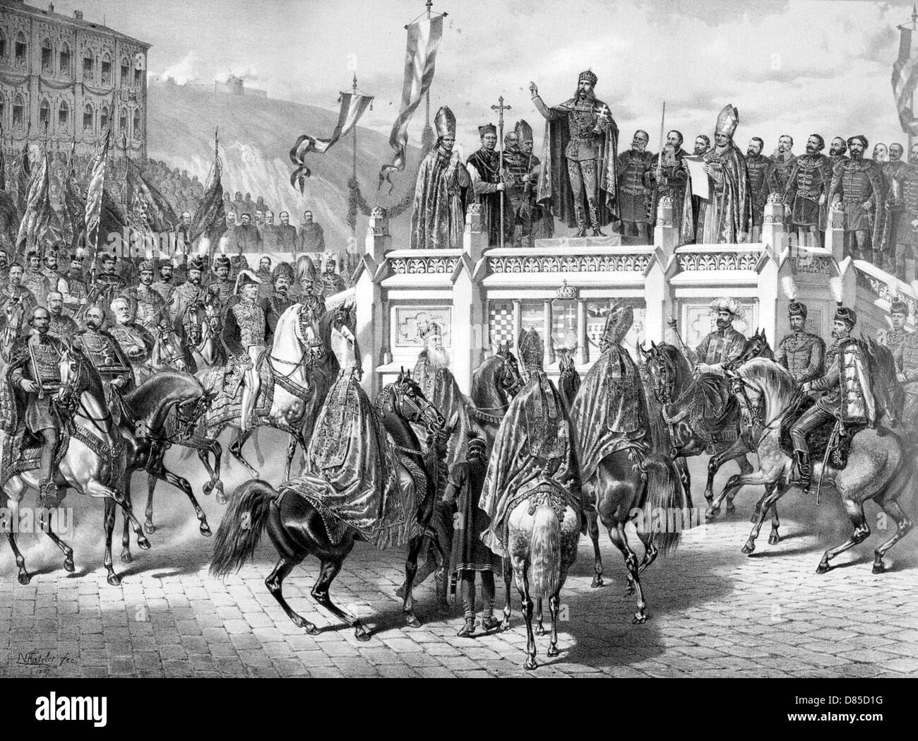 Kaiser FRANZ JOSEPH von Österreich (1830-1916) gekrönt König von Ungarn in Budapest am 8. Juni 1867 Stockfoto