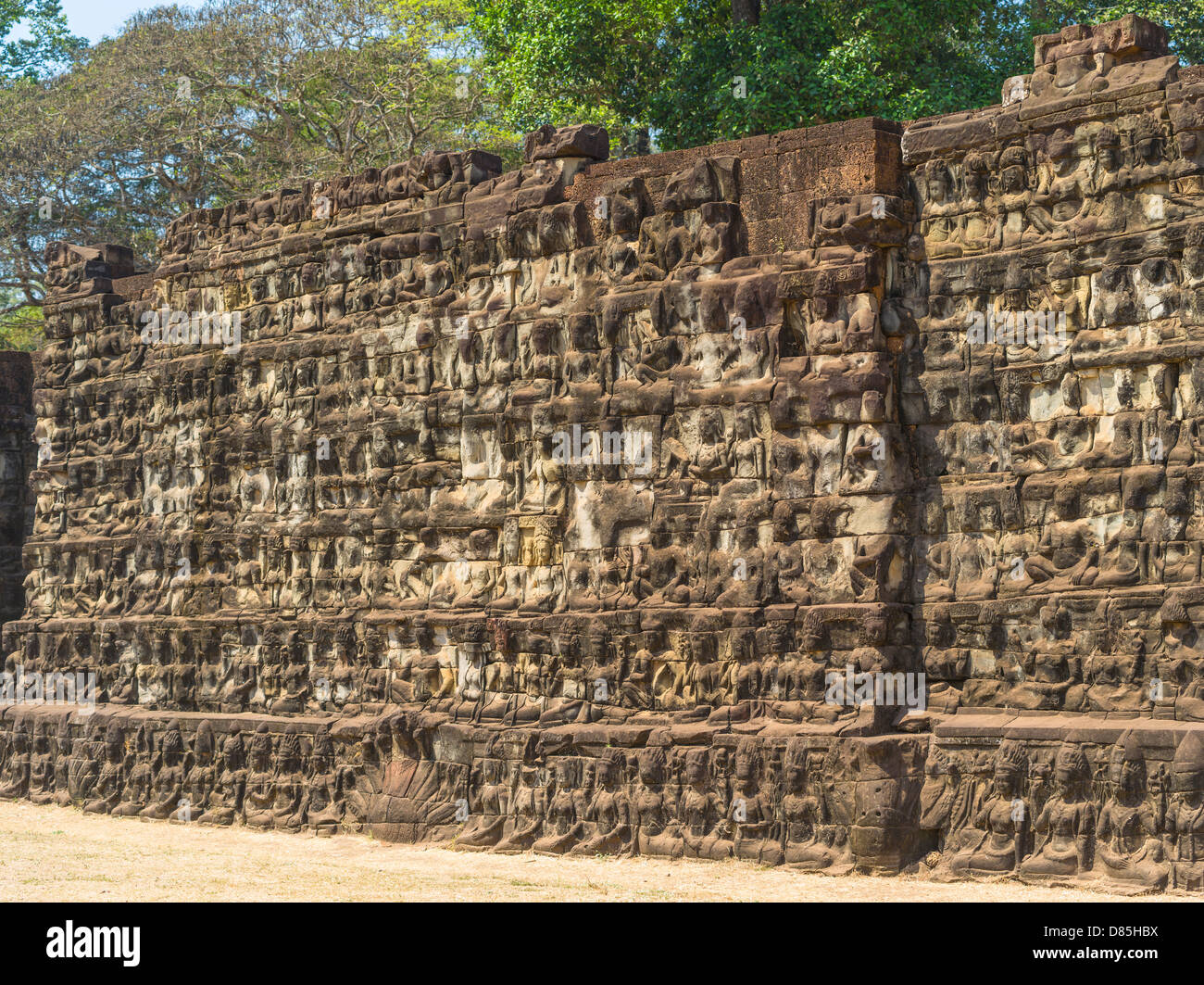 Bas-Reliefs. Der Aussätzige König Terrasse. Angkor Thom. Siem Reap. Kambodscha Stockfoto