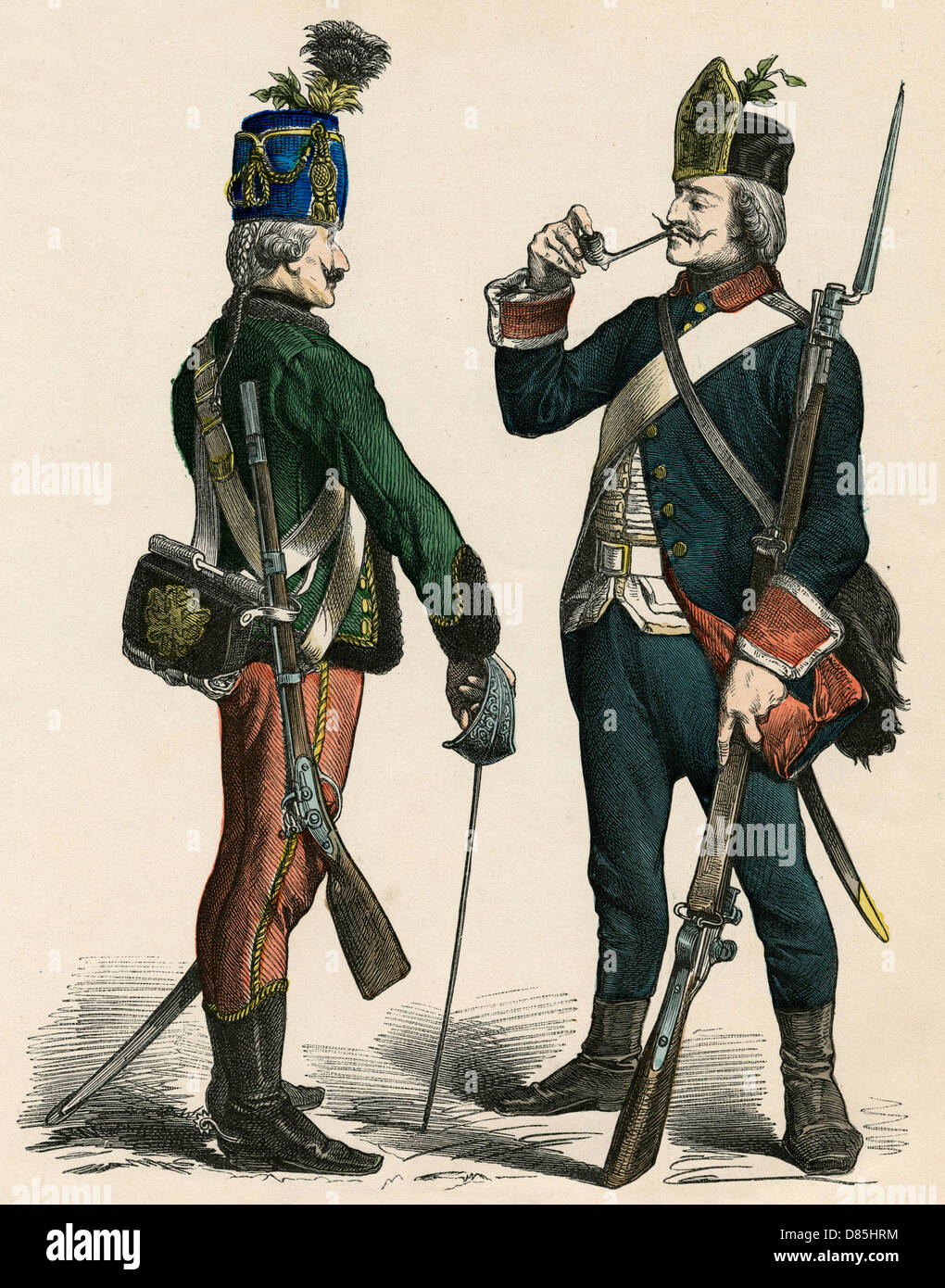 Deutsche Hussar und Infanterie Stockfoto
