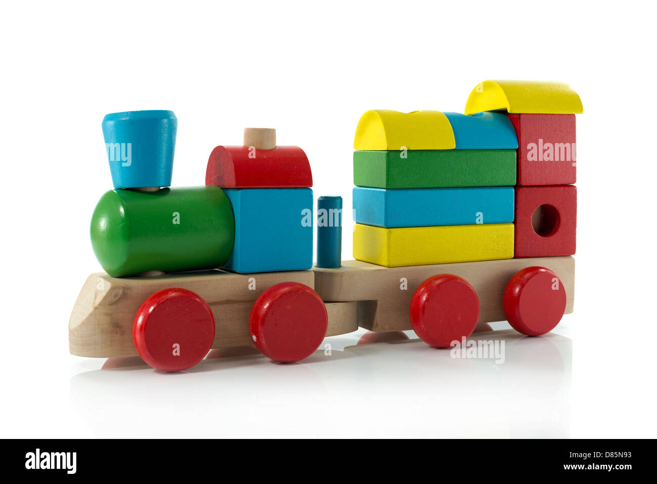 altes Spielzeug Zug isolierten auf weißen Hintergrund Stockfoto