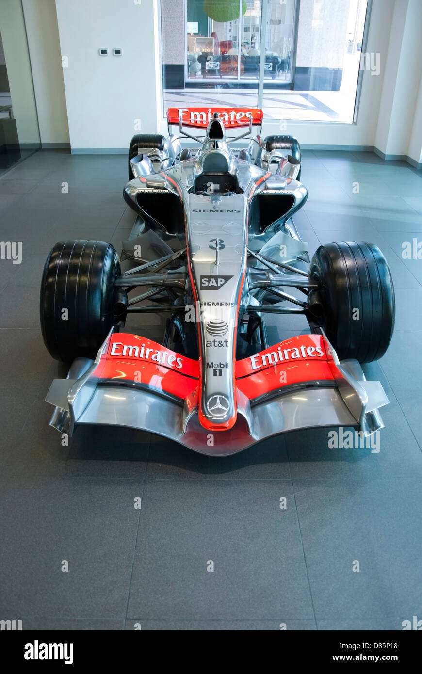 Silber Rot Schwarz McLaren Formel 1-F1-Boliden Stockfoto