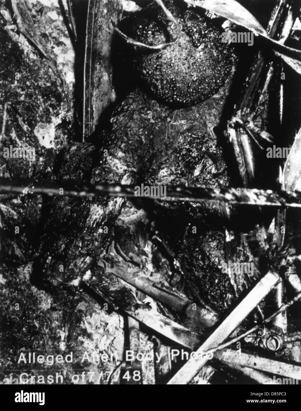 Alien-Überreste eines UFO-Absturzes in der Nähe der Azteken Stockfoto