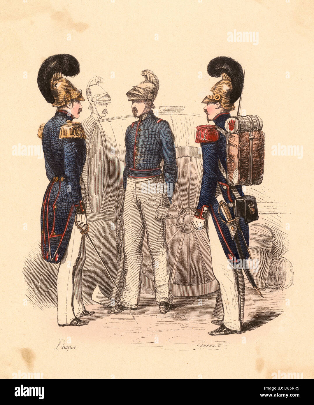 Französische Feuerwehrleute 1850 Stockfoto