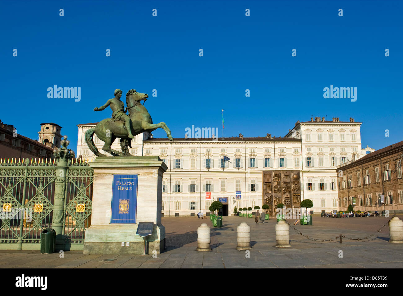 Italien Piemont Turin Royal Palace Dioskuren statue Stockfoto