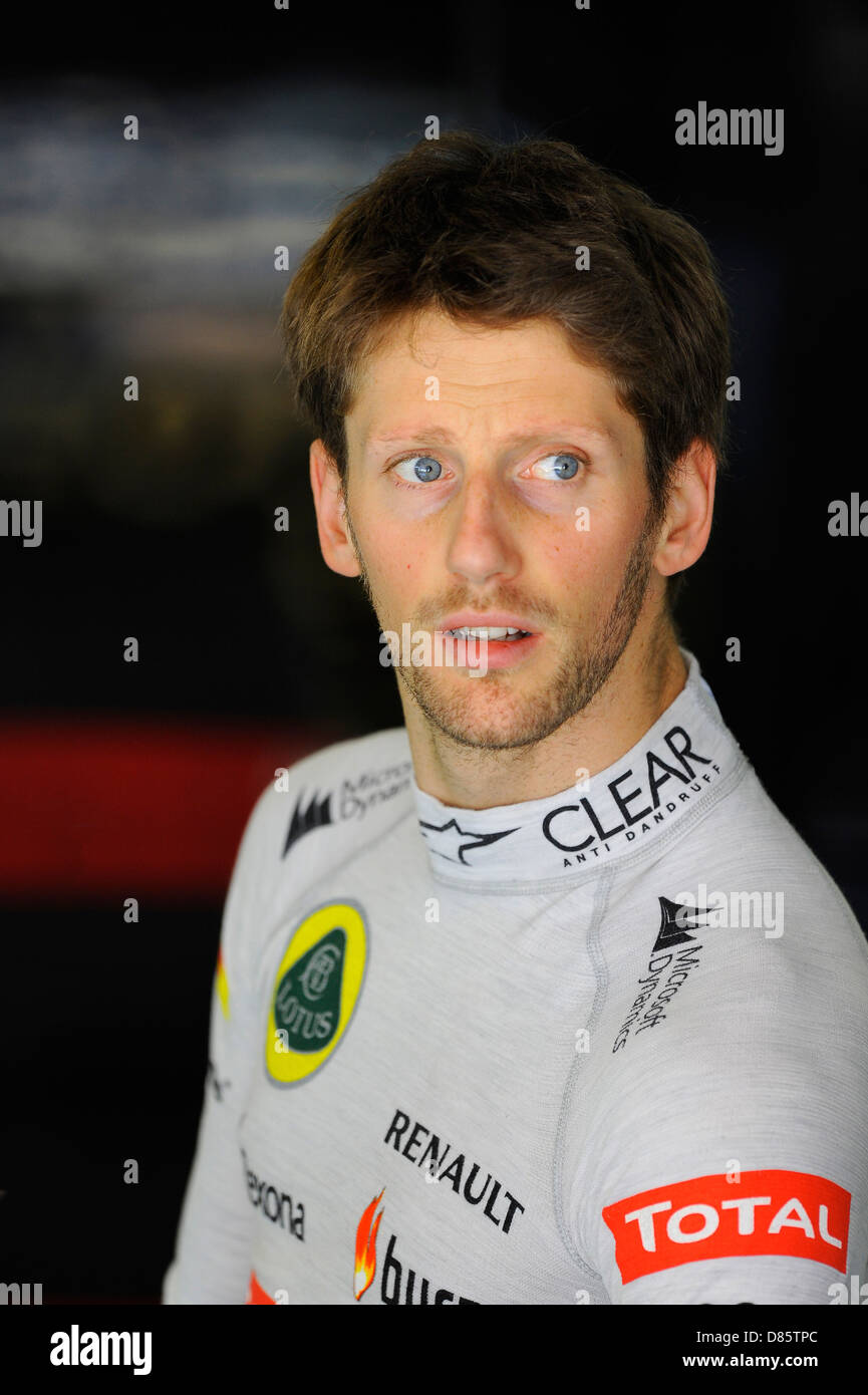 Porträt von Romain Grosjean (FRA), Lotus E21 während den Spanisch Formel 1 Grand Prix Rennen 2013 Stockfoto