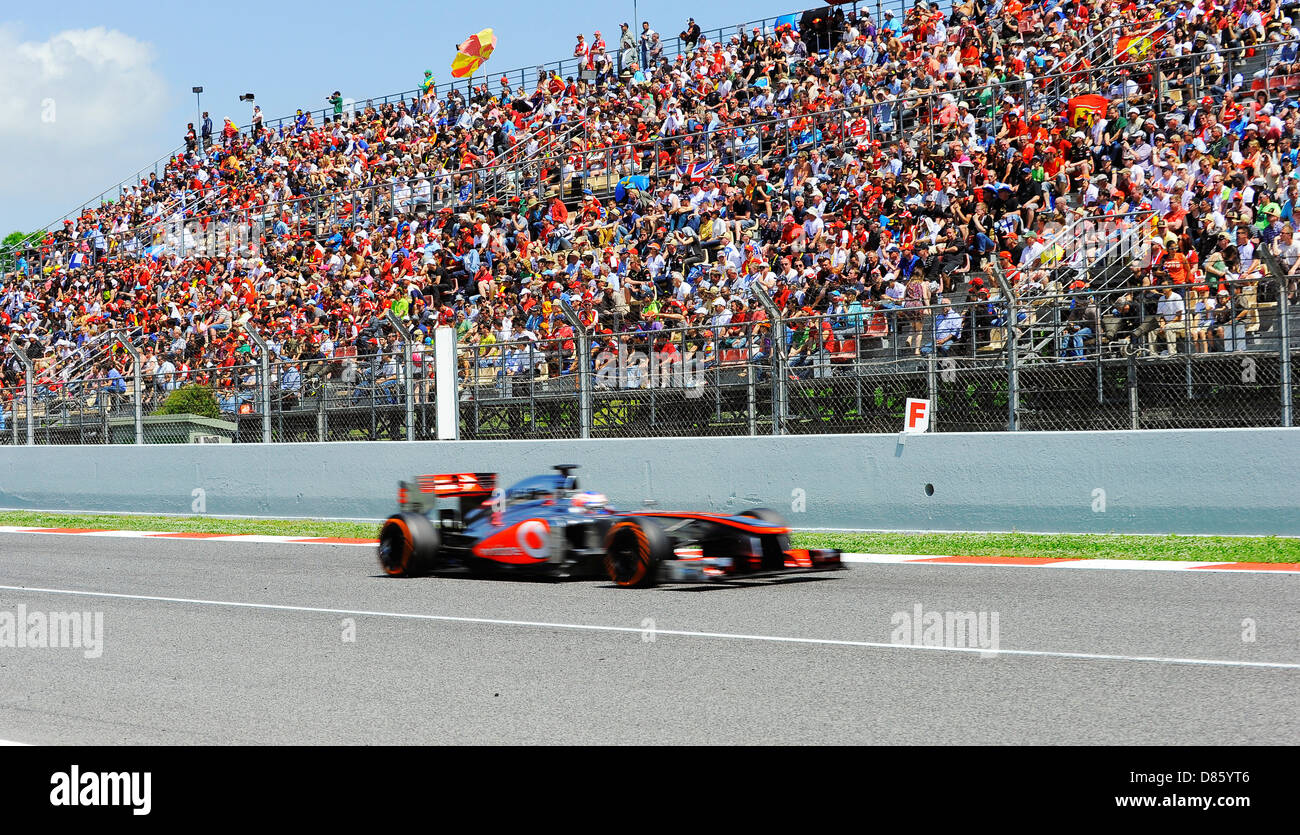 Jenson Button (GBR), McLaren-Mercedes MP4-28 Rennen von der Tribüne während spanische Formel 1 Grand Prix 2013 Stockfoto