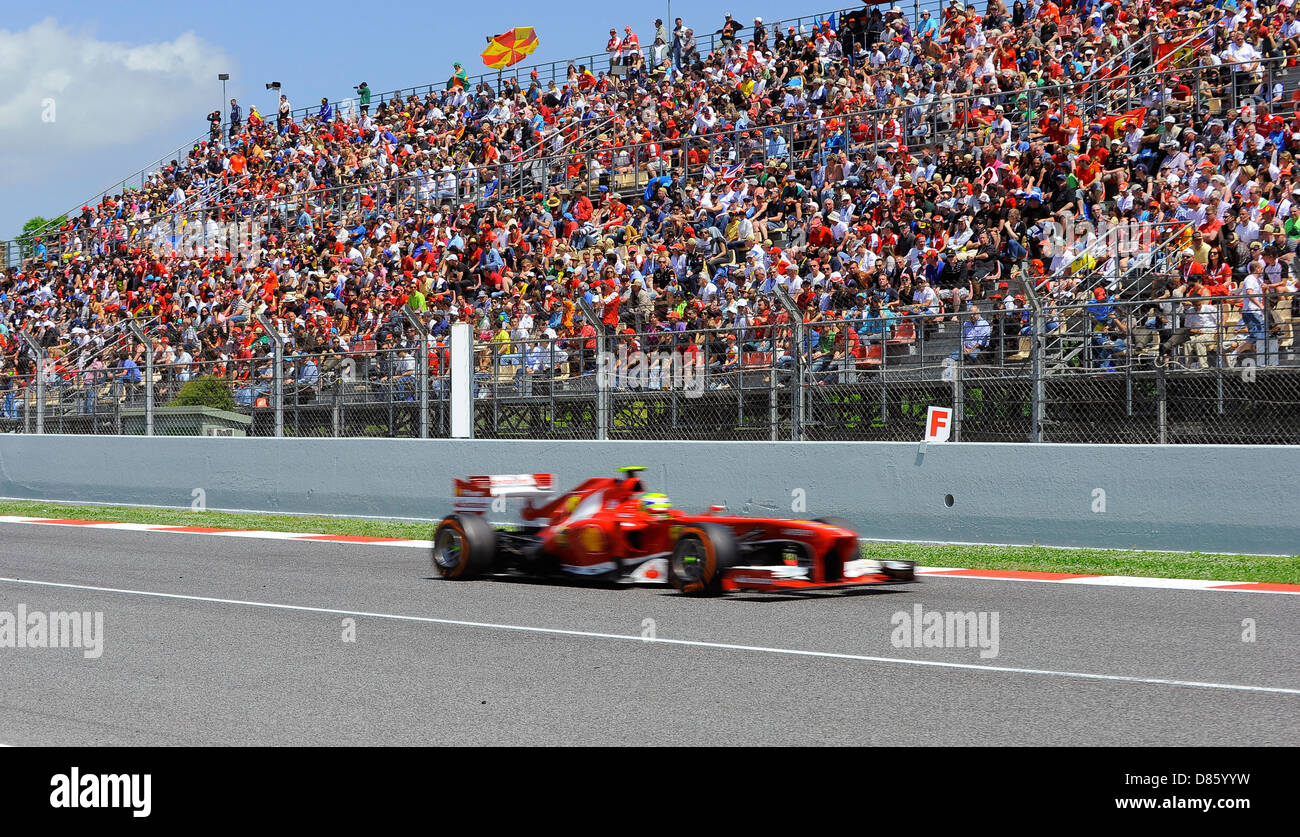 Felipe Massa (BRA), Ferrari F138 Rennen von der Tribüne während spanische Formel 1 Grand Prix 2013 Stockfoto