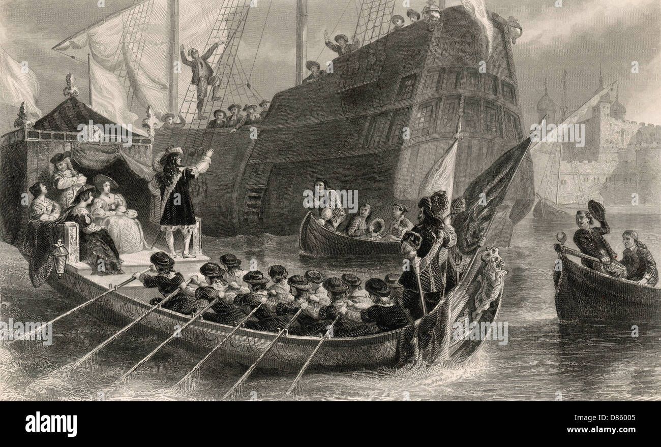 Quaker-Emigranten und König Karl II Stockfoto