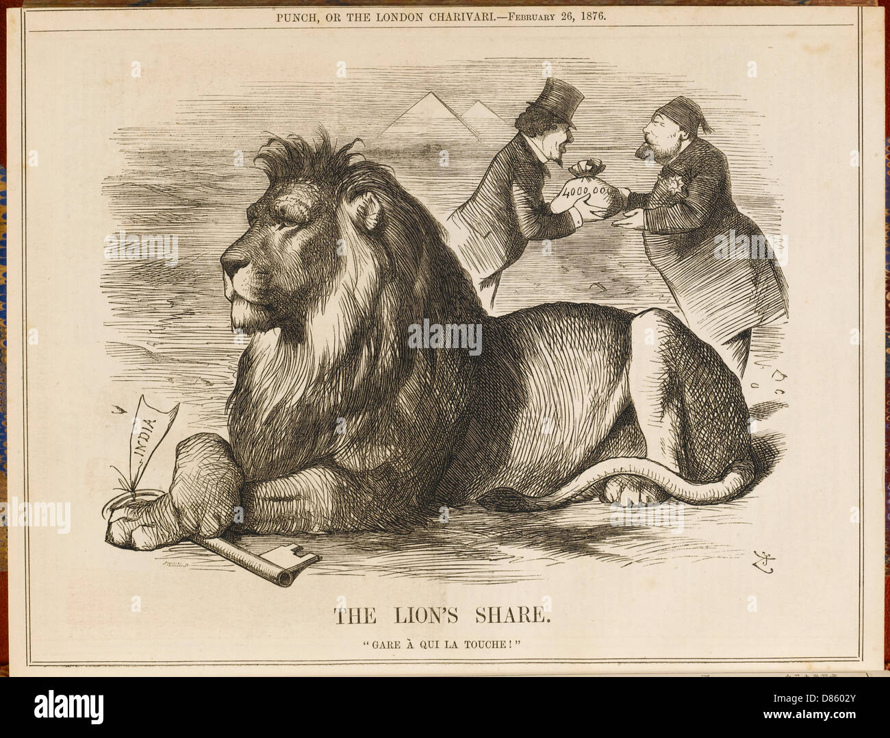 Cartoon, Löwenanteil (Disraeli und Suez Canal) Stockfoto