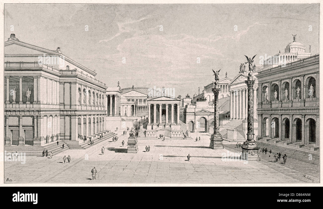 Rekonstruktion des Forum Romanum Rom Italien Stockfoto