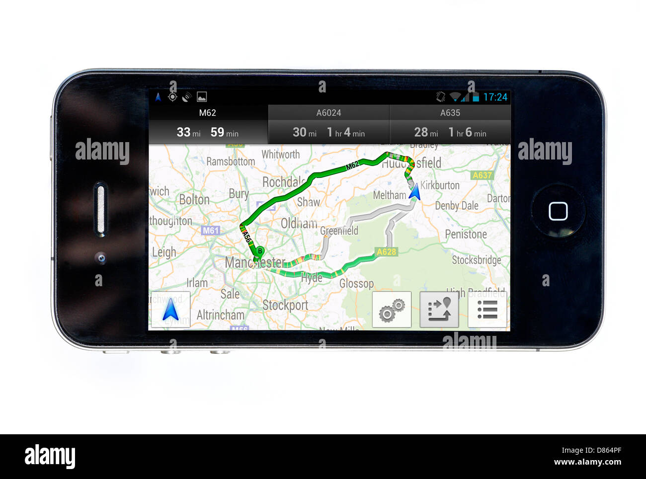 Google Navigation auf einem Apple iPhone 4-Smartphone, UK Stockfoto
