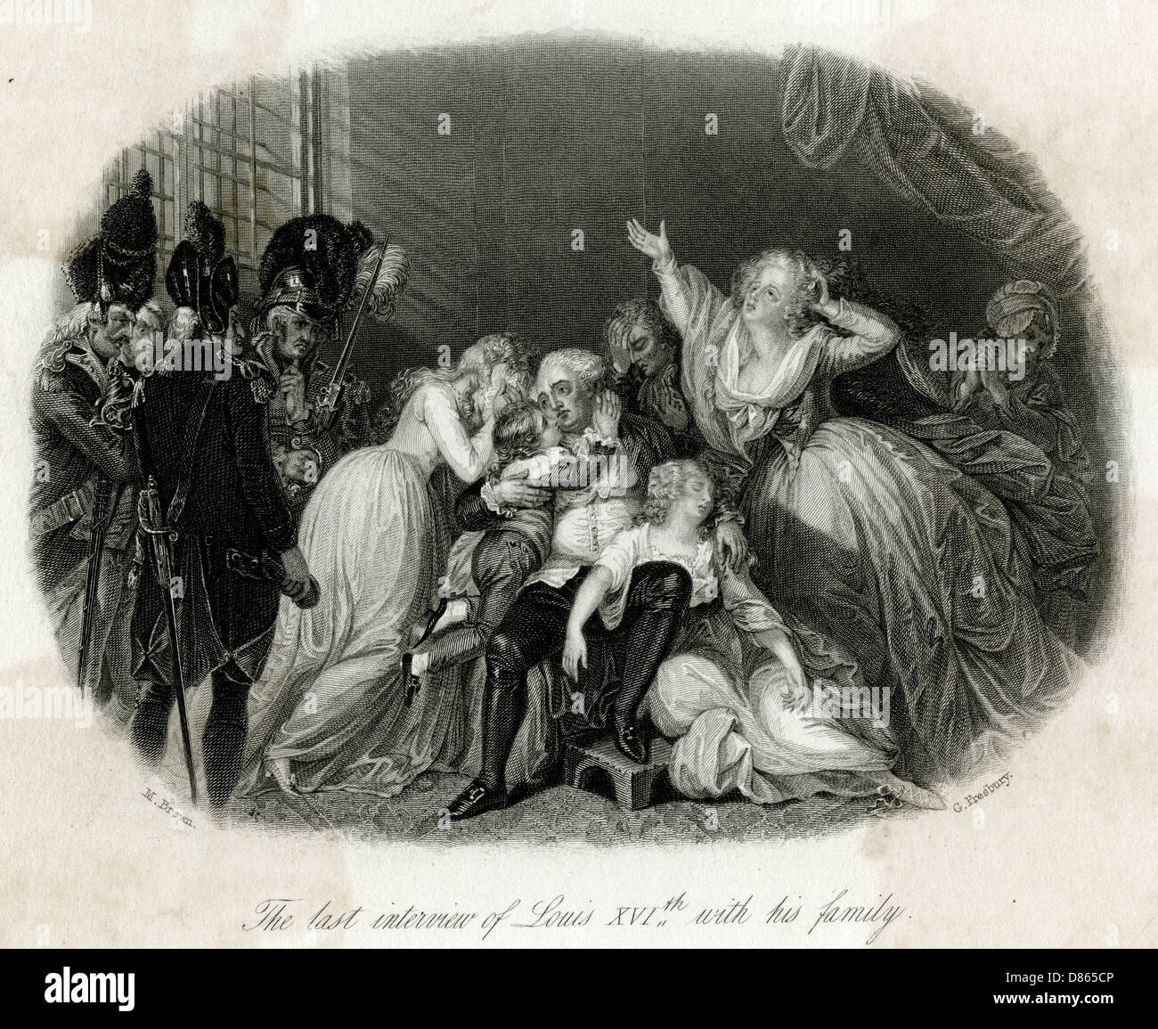 Louis XVI. Mit seiner Familie zum letzten Mal Stockfoto