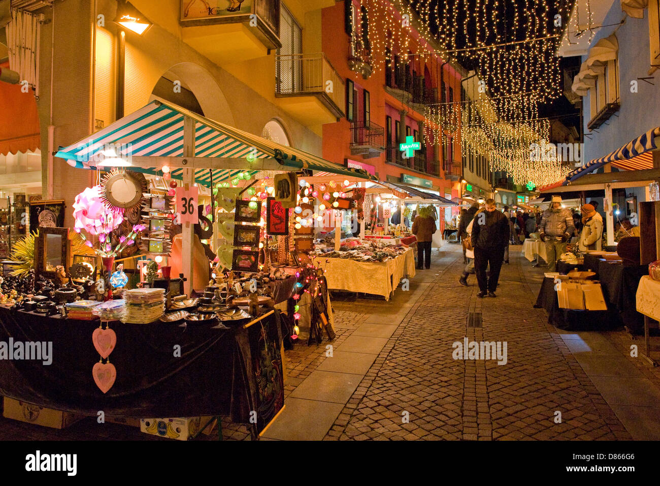 Weihnachtsmarkt der Schweiz Kanton Tessin Ascona Stockfoto