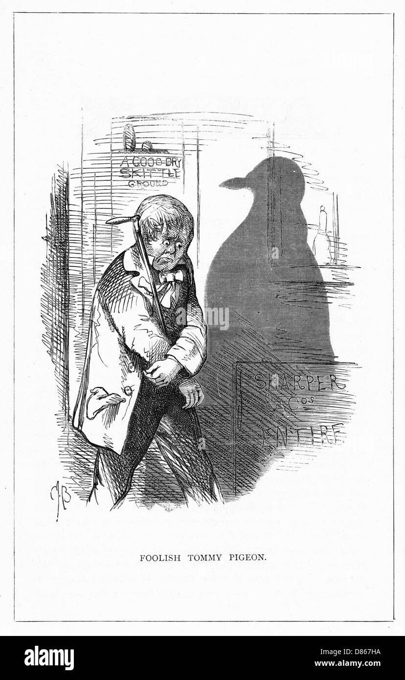 Schattenzeichnung. C.H. Bennett, Der Törichte Tommy Pigeon Stockfoto
