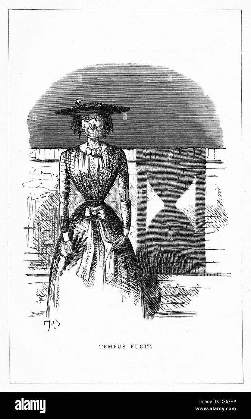 Schattenzeichnung. C.H. Bennett, Tempus Fugit Stockfoto