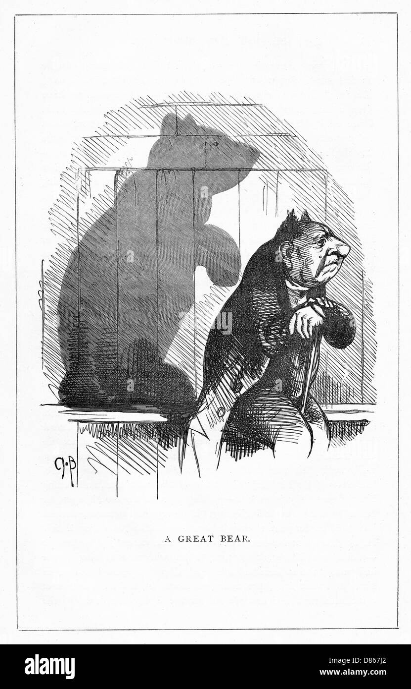 Schattenzeichnung. C.H. Bennett, Ein großer Bär Stockfoto