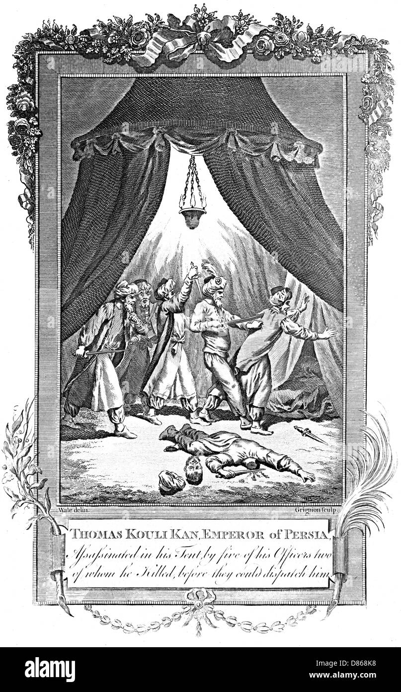 Ermordung von Thomas Kouli Kan, dem Kaiser von Persien Stockfoto