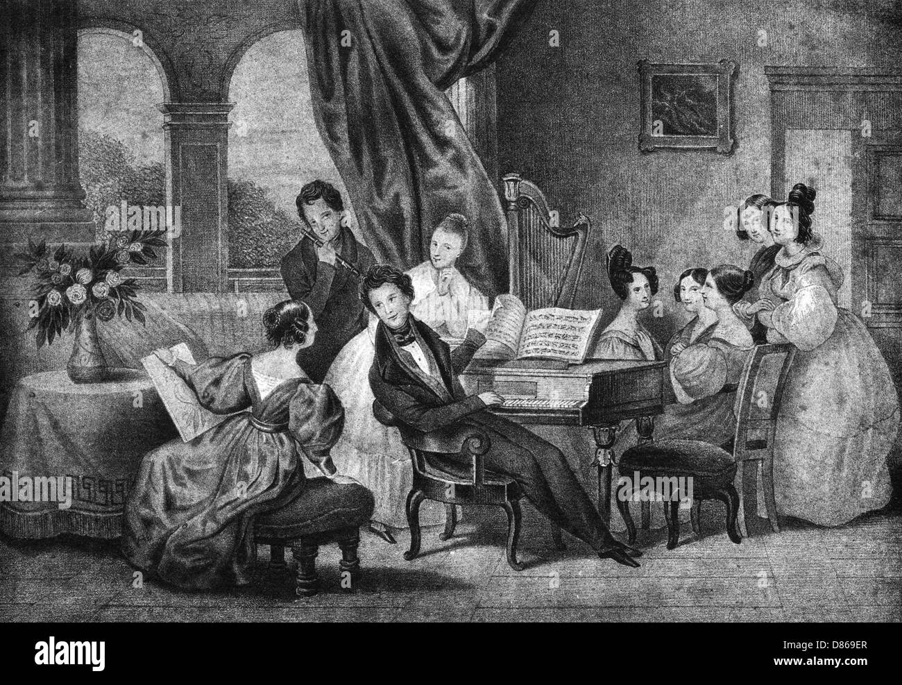Musik zu Hause, 1820 Stockfoto