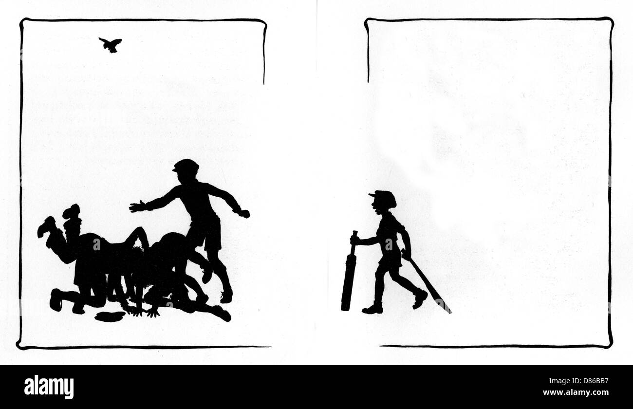 Die Jungs holen ihre Cricket-Punkteliste Stockfoto