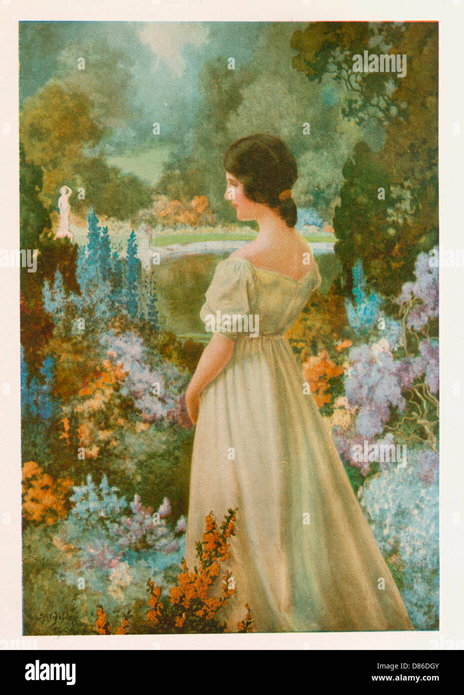 Porträt einer Dame in einem Garten Stockfoto