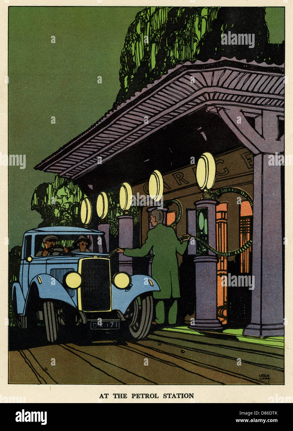 Ein Auto an einer Tankstelle Stockfoto